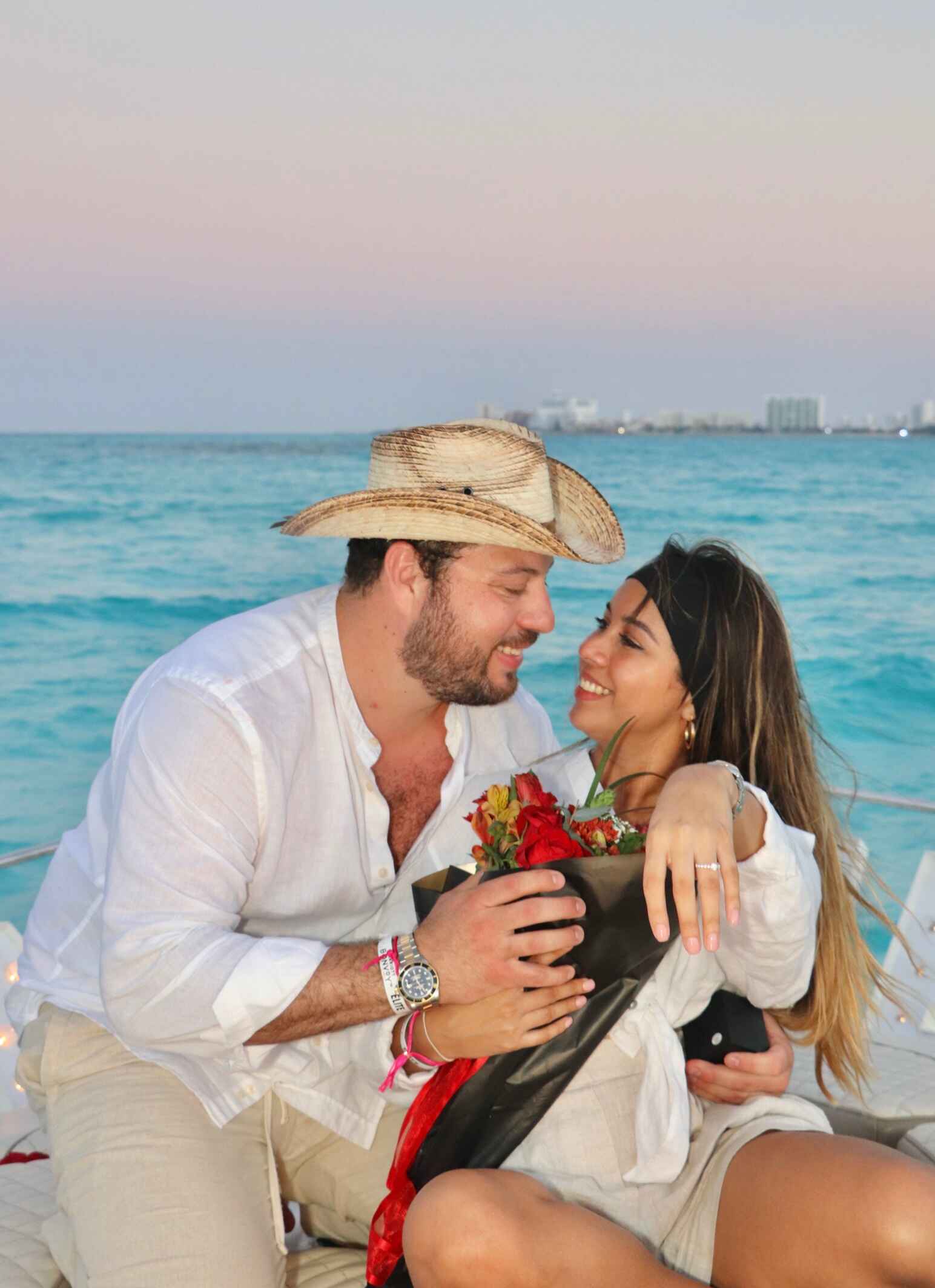 Marriage proposal on a private yacht in Cancun